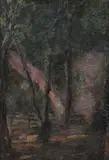 George Fuller, Forest Scene, Oil on board