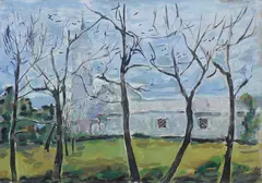Vassily Nikitich Meshkov, Belfry in Tutaev, Oil on canvas