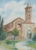 CHURCH and ADOBE HOME: TWO WORKS by American School, Watercolor, offered Nov 2012