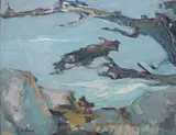 Konstantin Yuon, Mountain Landscape with Pine Tree, Oil on board