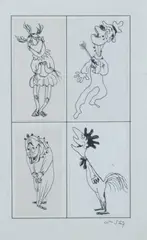 William Steig, Illustration Studies: Four Works, Pen and ink