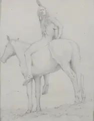 Alan Meltzer, Indian on Horseback, Pencil