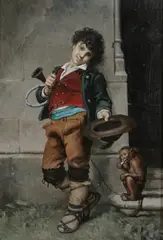 Boy with Monkey by Michele Ricci, Oil on panel, sold Nov 2012