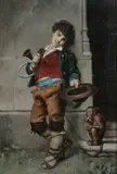 Michele Ricci, Boy with Monkey, Oil on panel