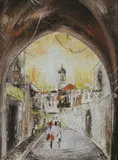 Ben Avram, Archway in Jerusalem, Oil on canvas