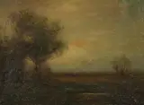 George T. Conroy, Landscape at Dusk, Oil on canvas