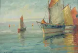 Schastlivy, HARBOR SCENE: PAIR, each signed lower margin, Oil on board