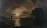 Dutch School, Boats Sailing Under a Full Moon