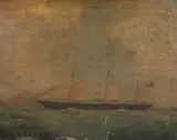 Three Masted Ship by American School, THREE MASTED SHIP, oil on board, sold Nov 2012