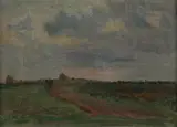 Walter Parson Shaw Griffin, Landscape with Haystacks, Oil on canvas