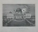 William Abbott Pratt, Elevation of the Eastern Front of the Capitol of the United States, Lithograph, by Charles Fenderich
