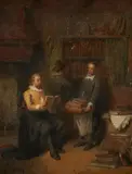 Hendricus Johannes Scheeres, In the Library, Oil on panel