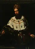 Portrait of Charlemagne with Crown and Ermine Cape by Continental School, Oil on canvas, sold Nov 2012