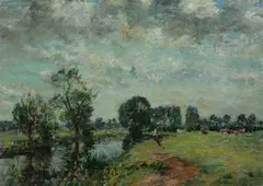 Mark William Fisher, Along the River, Oil on canvas