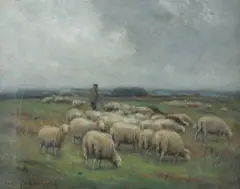 Sheep on Dutch Dunes by Carleton Wiggins, Oil on canvas, offered Nov 2012