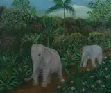 Lawerence Lebduska, Elephant Trail, Oil on canvas