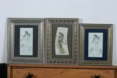 Anonymous, Beauty, Seven ink and color on faux ivory in khatam frames. - Largest: 12 in. x 8 in