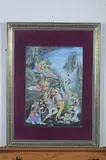 Anonymous, Dancing Figures, Six ink and color on faux ivory in khatam frames. - Largest: 19 1/2 in. x 13 3/4 in