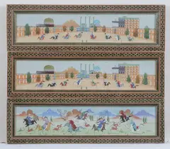 Equestrian Figures by Anonymous, Six ink and color on faux ivory in khatam frames. - Largest: 17 1/2 in. x 3 5/8 in, sold Dec 2012