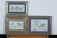 Equestrian Figures by Anonymous, Six ink and color on faux ivory in khatam frames. - Largest: 12 in. x 5 3/4 in, sold Dec 2012