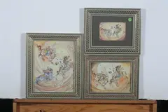 Anonymous, Equestrian Figures, Six ink and color on faux ivory in khatam frames. - Largest: 13 3/8 in. x 9 1/4 in