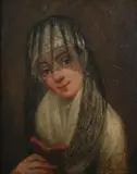 Christoffel Bisschop, Young Girl in a Veil Holding a Book, Oil on panel