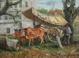 Erica Jepson, Ox Cart, Oil on canvas