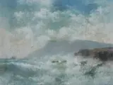 Walter Simmons Hunt, High Surf Along Rocky Coast, Pastel