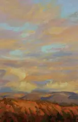 Sangre de Cristo Sunset by Kate Palmer, Oil on board, offered Dec 2012