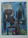 Still Life with Fruit and Cider Press by American School, Pastel, offered Dec 2012
