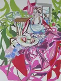 Emisela Hart, Woman at Table, WOMAN AT TABLE, oil on canvas