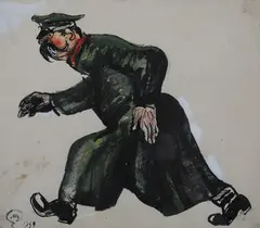 M. Dobujinsky, Military Man, Ink on paper