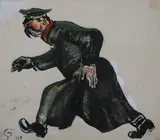 M. Dobujinsky, Military Man, Ink on paper