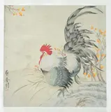Liu Kuiling, Cockerel on Rockery, Ink and color on paper scroll, signed and sealed
