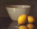 Ronald Berger, Still Life with Bowl and Lemons, Oil on panel