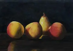 Robert Dodge, Still Life of Peaches, AND APPLE, watercolor