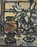 Russian School, Lilac, Oil on canvas.