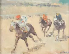 Frederick McDuff, Down the Backstretch, Oil on canvas