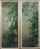 Flowering Vines: Pair by American School, FLOWERING VINES: PAIR, oil on canvas, sold Jan 2013