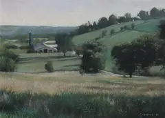 Jay Brooks, Barn with Silo, Pastel
