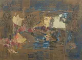 Clare Ferriter, River Bank, Mixed media on board