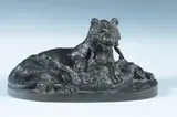Continental School, Untitled, TIGER WITH KILL, bronze antique - Height: 4 1/2 in