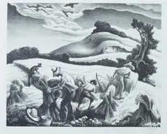 Thomas Hart Benton, Cradling Wheat, Print is not laid down