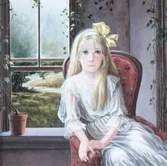 Pati Bannister, Portrait of Girl with Yellow Bow, Oil on masonite