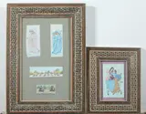 Anonymous, Figures, Four ink and color on faux ivory in khatam frames