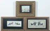 Anonymous, Equestrian Figures, Four ink and color on faux ivory in khatam frames
