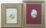 Anonymous, Archetectures, Four ink and color on faux ivory in khatam frames