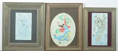 Figures by Anonymous, Six ink and color on faux ivory in khatam frames, sold Jan 2013