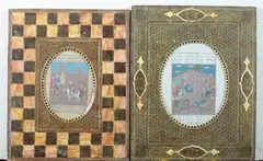 Figures and Calligraphy by Anonymous, Five ink and color on paper in khatam frames, sold Jan 2013