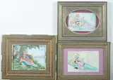 Anonymous, Figures, Five ink and color on faux ivory in khatam frames